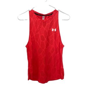 Under Armour Women’s Orange Athletic Running Tank Top Perforated Keyhole Back S